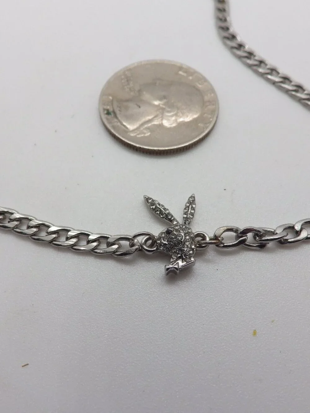 Vintage Playboy Bunny Necklace/Choker Silver tone 902G1